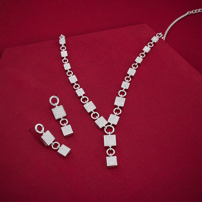 Kushal's Fashion Jewellery Copper Gold-plated White Jewellery Set(Pack of 3)