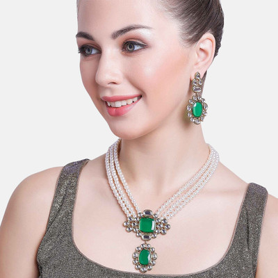 Estele Alloy Gold-plated White Jewellery Set(Pack of 1)