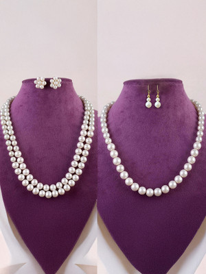 Classique Mother of Pearl Gold-plated White Jewellery Set(Pack of 2)