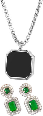 Gauri Fashions Stone Silver, Green Jewellery Set(Pack of 1)