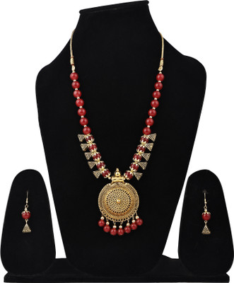DEGHLAM Alloy Gold-plated Red Jewellery Set(Pack of 3)