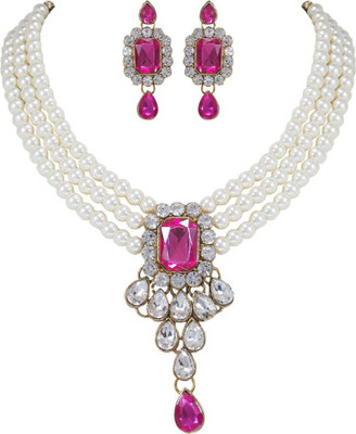 Ronak Fashion Alloy Pink, White Jewellery Set(Pack of 1)