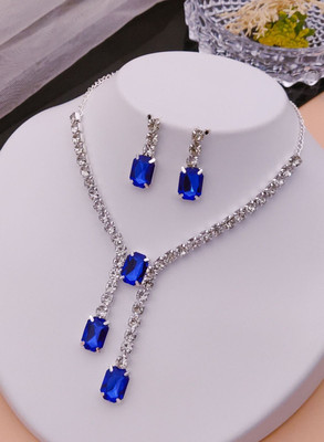ShringarHouse Stone, Alloy Sterling Silver, Silver Silver, Blue Jewellery Set(Pack of 1)