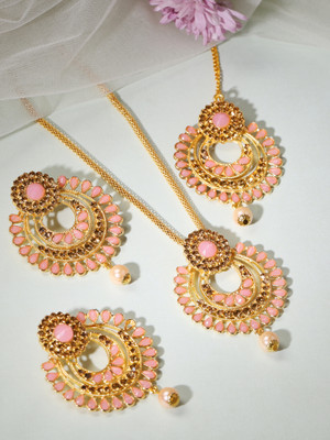 RUBANS Alloy Gold-plated Gold, Pink Jewellery Set(Pack of 1)