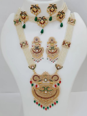 jevel Alloy Gold-plated Green Jewellery Set(Pack of 4)