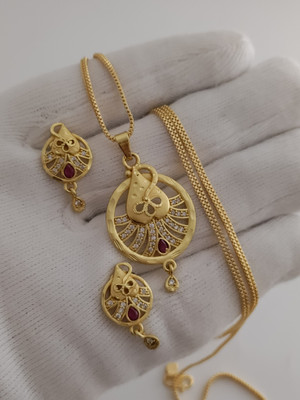 Bhagavati creation Brass Gold-plated Gold Jewellery Set(Pack of 1)