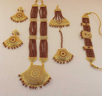 Marsify World Brass, Alloy Gold-plated Maroon, Gold Jewellery Set(Pack of 1)