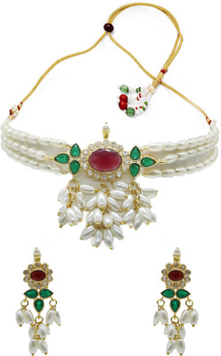 VIVA VIRAL Crystal, Copper Gold-plated White, Green, Red Jewellery Set(Pack of 1)