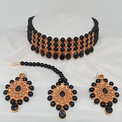 RPJEWEL Alloy Gold-plated Black Jewellery Set(Pack of 1)