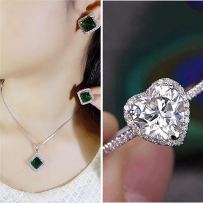 MAATRCHAAYA Alloy Sterling Silver Green, Silver Jewellery Set(Pack of 3)