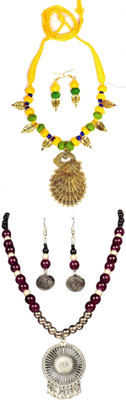 HOUSE OFF COMMON Oxidised Silver Yellow, Black, Silver Jewellery Set(Pack of 2)