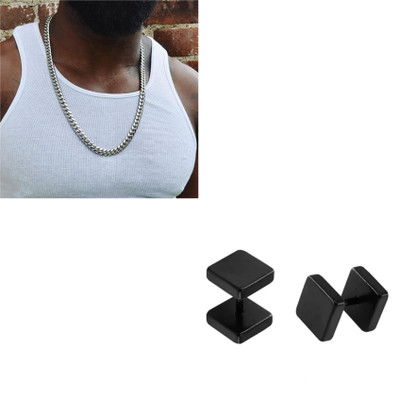 MAATRCHAAYA Stainless Steel Sterling Silver, Titanium Black, Silver Jewellery Set(Pack of 2)