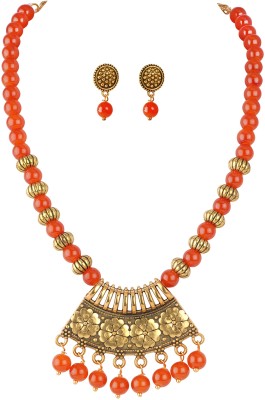 JFL - Jewellery for Less Copper Gold-plated Orange Jewellery Set(Pack of 2)