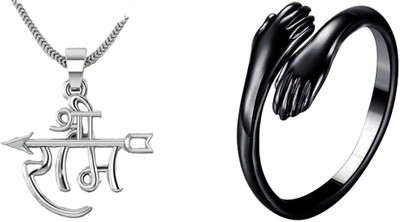 ruby collection Alloy Silver, Black, Black Jewellery Set(Pack of 2)