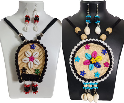Loknath Handcraft Fabric Multicolor Jewellery Set(Pack of 2)