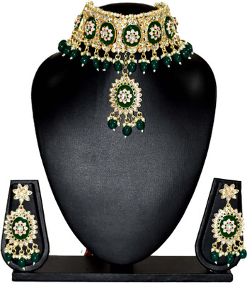 Beauty Tresure Brass, Copper Gold-plated Green Jewellery Set(Pack of 1)