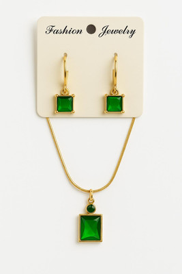 Gaura Stainless Steel Gold-plated Green Jewellery Set(Pack of 1)