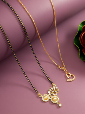 AADITA Brass Gold-plated Black, Gold Jewellery Set(Pack of 2)