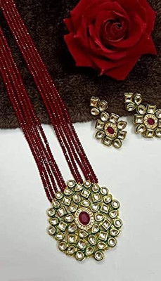 Anamya Collections Alloy Gold-plated Maroon Jewellery Set(Pack of 1)