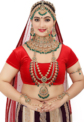 KKIMITATION Alloy Gold-plated Green Jewellery Set(Pack of 1)