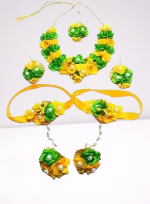 P. R. PRINTS Fabric Yellow Jewellery Set(Pack of 1)