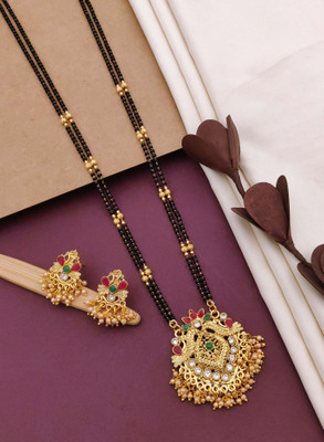 Nivora Creation Brass, Alloy Gold-plated Black, Gold Jewellery Set(Pack of 1)