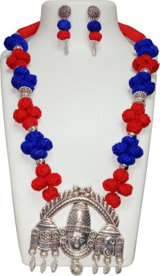 LIBNIQUE FASHION Oxidised Silver, Dori Blue, Red, Silver Jewellery Set(Pack of 1)