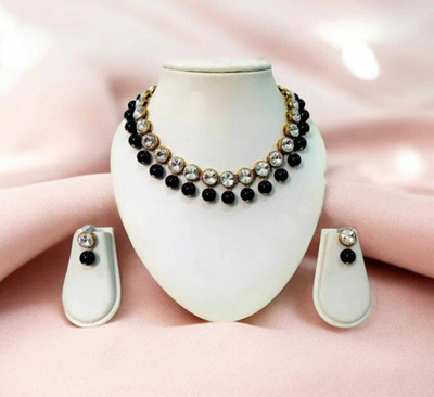 Purple stone Alloy Gold-plated Black, Silver Jewellery Set(Pack of 3)