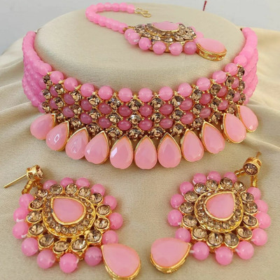 IBM COLLECTIONS Alloy Pink Jewellery Set(Pack of 1)