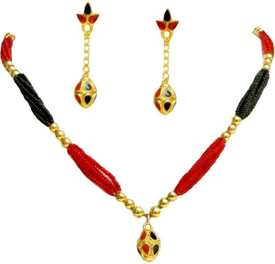 balaji gold Copper Gold-plated Red, Black Jewellery Set(Pack of 1)