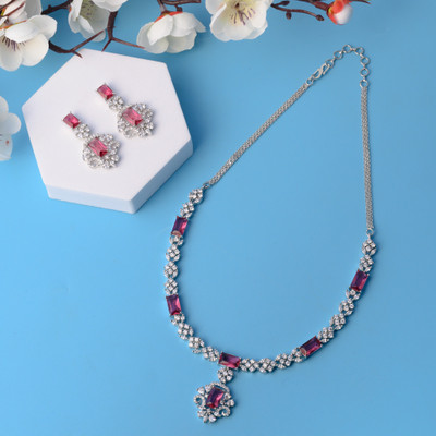 KD JEWELLERS Brass Red Jewellery Set(Pack of 1)