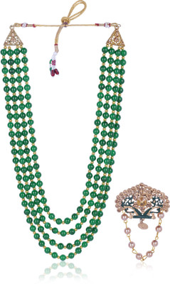 jiyanshi fashion Glass Gold-plated Green Jewellery Set(Pack of 1)