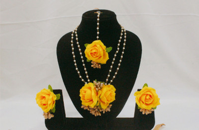 Blinklove Creation Fabric Gold, Yellow Jewellery Set(Pack of 6)