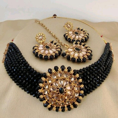 chetna art Alloy Gold-plated Black Jewellery Set(Pack of 3)