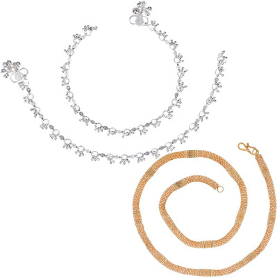 AanyaCentric Alloy Silver, Gold-plated Gold Jewellery Set(Pack of 3)