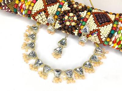 Zarmar fashion Stone Gold-plated Gold, White Jewellery Set(Pack of 1)