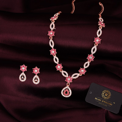 Sangria Brass Gold-plated Rose Gold, Pink, White Jewellery Set(Pack of 1)
