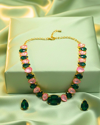 MANSIYAORANGE Brass Gold-plated Multicolor Jewellery Set(Pack of 3)