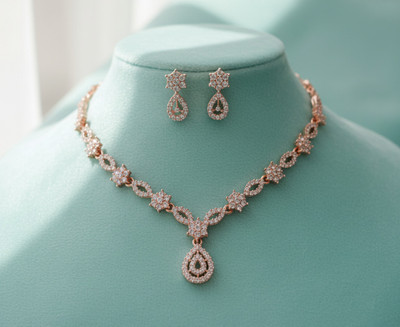 vrindora Alloy Gold-plated Rose Gold Jewellery Set(Pack of 1)