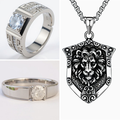 KURMASHOP Stainless Steel Sterling Silver Black, Silver, White Jewellery Set(Pack of 3)