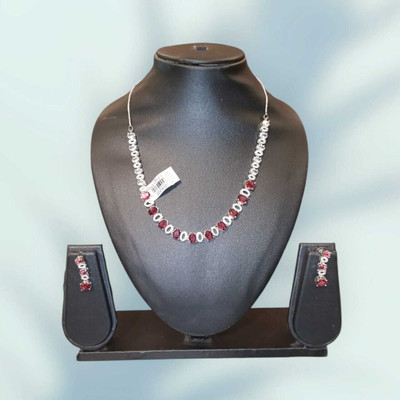 jyotigarments Brass Red, Silver Jewellery Set(Pack of 1)