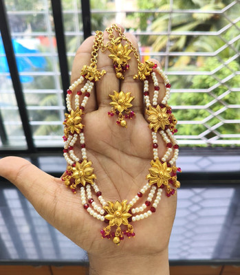 Joyful Alloy Gold-plated Red Jewellery Set(Pack of 1)