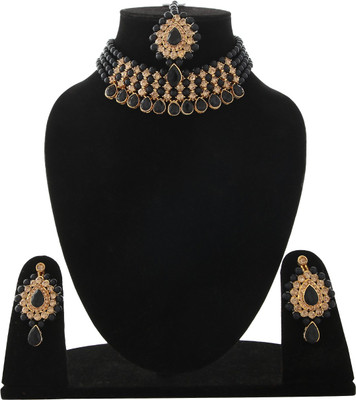 DUXBURY Alloy Gold-plated Black Jewellery Set(Pack of 1)