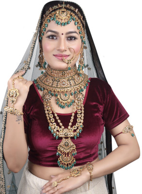KKIMITATION Alloy Gold-plated Green Jewellery Set(Pack of 10)