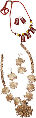 HOUSE OFF COMMON Oxidised Silver Red, Multicolor Jewellery Set(Pack of 2)