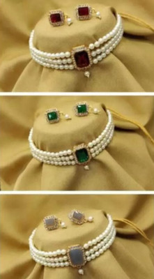 SHRISHTI FASHION Alloy Gold-plated Multicolor Jewellery Set(Pack of 3)