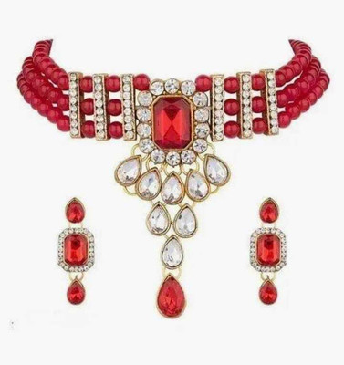house of common Brass Red Jewellery Set(Pack of 1)