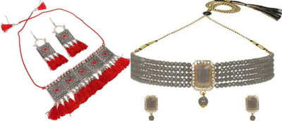 JMBW INTERNATIONAL Alloy Red, Silver, Grey Jewellery Set(Pack of 2)