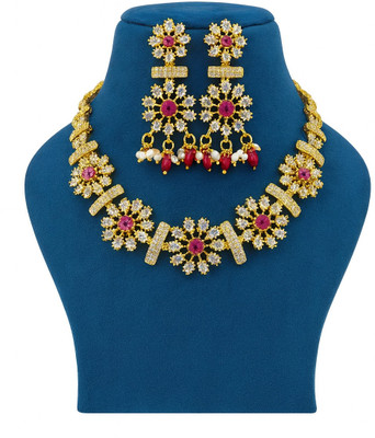 Yamuna Alloy Sterling Silver Green, Maroon Jewellery Set(Pack of 1)