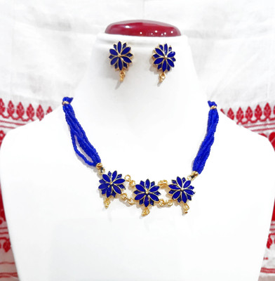 shree balaji gold Brass, Copper, Dori Gold-plated Blue Jewellery Set(Pack of 1)